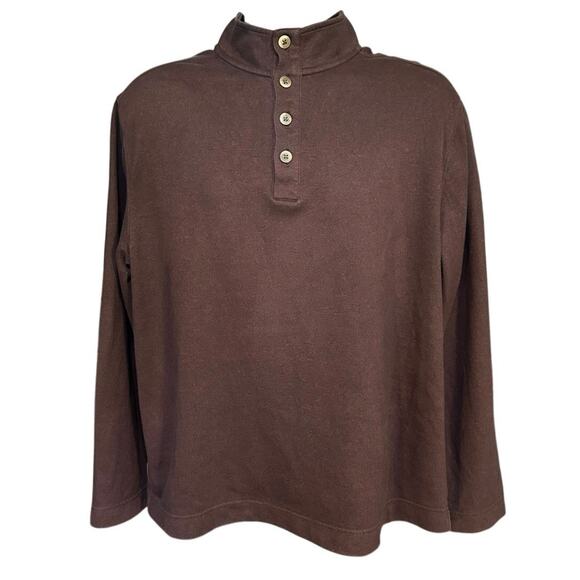Van Heusen Black Burgundy Never Tuck Classic Fit  Henley Sweatshirt Size L - Picture 1 of 8